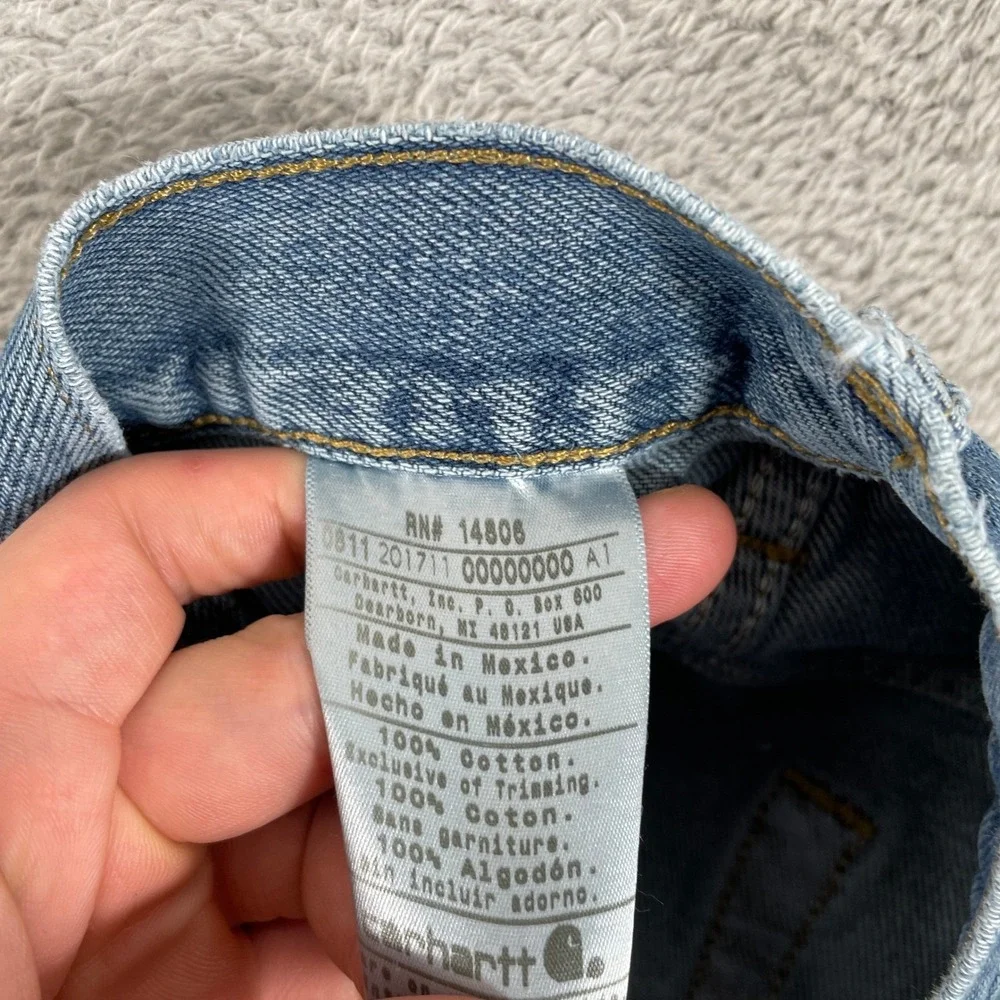 Carhartt Traditional Fit Jeans Mens 30x34 Blue Distressed Workwear Denim Pants